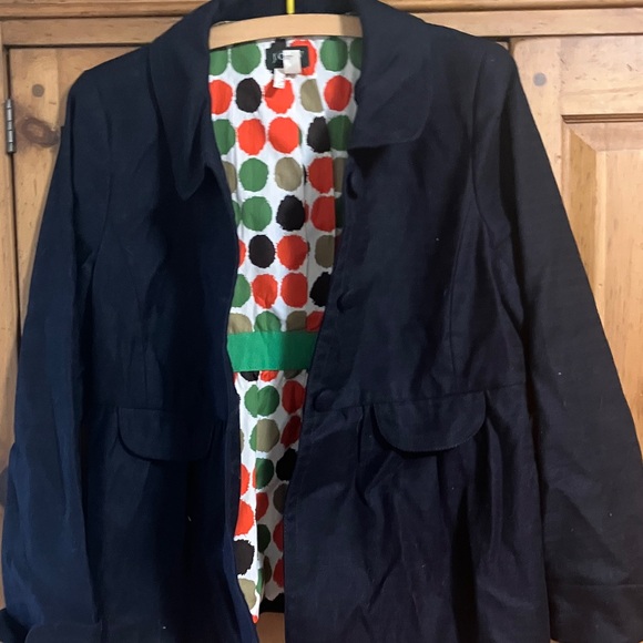 J. Crew Black Pea Coat with Colorful Lining - Picture 3 of 7